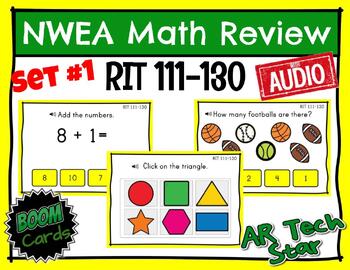 Preview of NWEA Math Review RIT 111-130 Set 1 Boom Cards w/ AUDIO