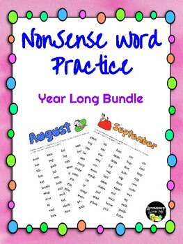 Preview of NWF Nonsense Words Monthly Practice DIBELS Font - Year Long Bundle