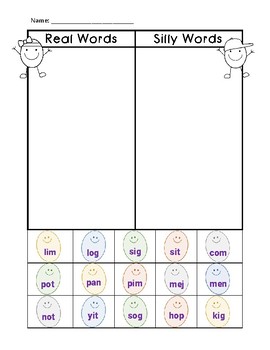 Preview of {FREE} NWF nonsense word fluency intervention cut & sort- Easter eggs