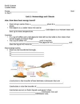 Preview of NY Regents Earth Science Meteorology and Climate Guided Notes