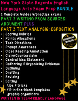 Preview of NY State English Regents Exam Prep Pack: Parts 2 & 3 ELA Writing Guides