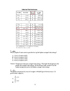 Preview of NY State Regents Chemistry Style Practice Questions and Answers