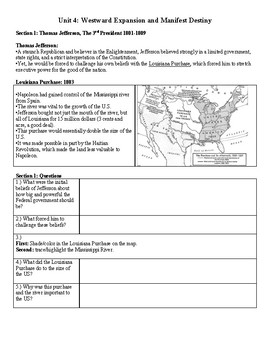 Preview of US History Regents Review: Westward Expansion and Manifest Destiny