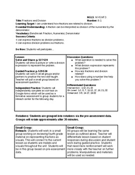 Nyc Envision 2 0 5th Grade Unit 9 Dividing Fractions Lesson Plans