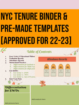Preview of NYC Tenure Binder & Pre-Made Templates [APPROVED FOR 22-23]
