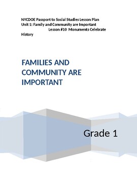 Preview of NYCDOE Passport to S.S. Grade 1 Unit 1: Families & Comm are Important Lesson #10
