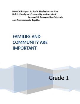 Preview of NYCDOE Passport to S.S. Grade 1 Unit 1: Families & Comm are Important Lesson #11