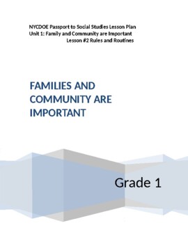 Preview of NYCDOE Passport to S.S. Grade 1 Unit 1: Families & Comm are Important  Lesson #2
