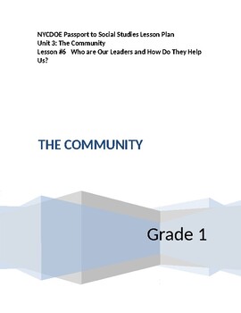 Preview of NYCDOE Passport to S.S. Grade 1   Unit 3: The Community Lesson #6