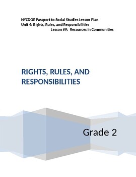 Preview of NYCDOE Passport to S.S. Grade 2 Unit 4: Rights/Rules/Responsibilities Lesson #9