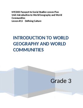 Preview of NYCDOE Passport to S.S. Grade 3 Unit 1: Intro to World Geography  Lesson #13