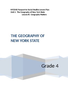 Preview of NYCDOE Passport to S.S. Grade 4 Unit 1:  The Geography of NY State   Lesson #1