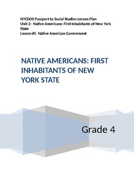 Preview of NYCDOE Passport to S.S. Grade 4 Unit 2: Native Americans   Lesson #5