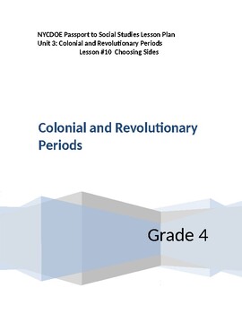 Preview of NYCDOE Passport to S.S.  Grade 4 Unit 3: Colonial and Revolutionary  Lesson #10