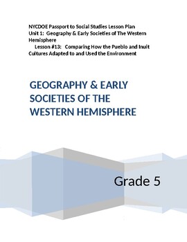 Preview of NYCDOE Passport to S.S. Grade 5 Unit 1: Geography & Early Societies  Lesson #13