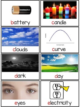 Preview of NYCDOE PreK  Light Vocabulary Cards w/Digital Activities