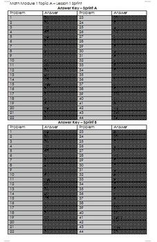 Preview of NYS Common Core Grade 4 Math Module 1 Sprint Answer Keys