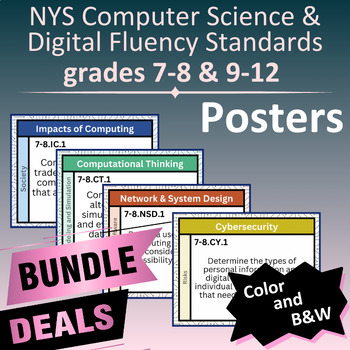 Preview of NYS Computer Science & Digital Fluency Standards posters 7-8 & 9-12 BUNDLE