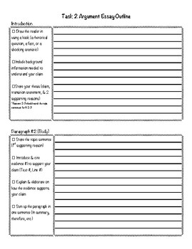 Preview of NYS ELA Regents Task 2 (Argument Essay) Organizer