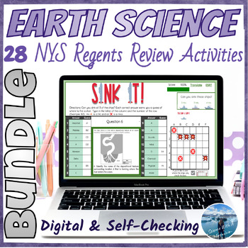 Preview of Earth Science Regents Review Activities Bundle | Digital & Self-Checking | NYS