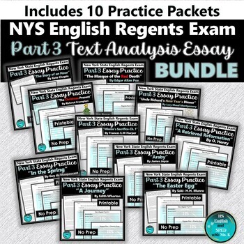 Preview of English Regents Exam | Part 3 Essay Practice with Graphic Organizer | BUNDLE