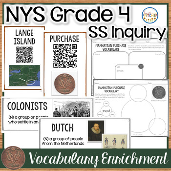 Preview of NYS Grade 4 SS Inquiry Manhattan Purchase Vocabulary Activities Enrichment