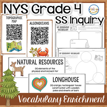 Preview of NYS Grade 4 SS Inquiry New York Geography Vocabulary Activities Enrichment
