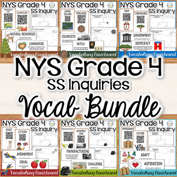 Preview of NYS Grade 4 Social Studies Inquiries Vocabulary Activities Enrichment BUNDLE