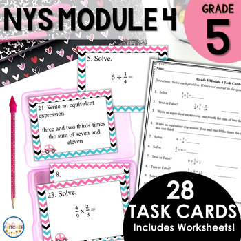 Preview of NYS Grade 5 Math Module 4 Task Cards and Worksheets