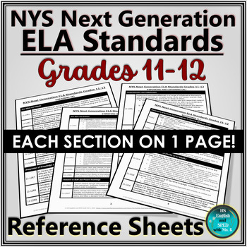 Preview of NYS Next Generation ELA Standards Grades 11-12 | Reference Sheets