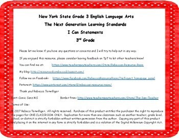 Preview of NYS Next Generation Learning Standards-I Can Statements-Grade 3 ELA/Math Bundle