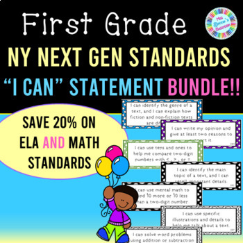Preview of NYS Next Generation Standards I Can Statements 1st Grade BUNDLE - ELA and Math