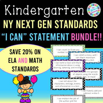 Preview of NYS Next Generation Standards I Can Statements Kindergarten BUNDLE - ELA & Math