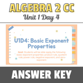 Preview of NYS Regents: Basic Exponent Properties - ANSWER KEY