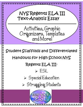 Preview of NYS Regents ELA III Text-Analysis Essay Packet for Struggling Students & ESL