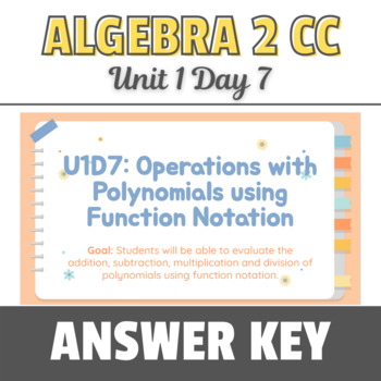 Preview of NYS Regents: Operations with Polynomials - Function Notation- ANSWER KEY