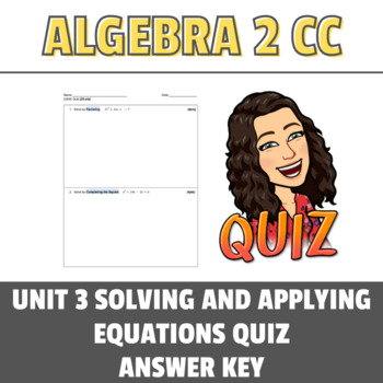 Preview of NYS Regents: Solving and Applying Equations Unit 3 Quiz - ANSWER KEY