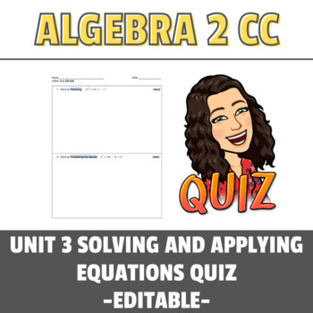 Preview of NYS Regents: Solving and Applying Equations Unit 3 Quiz - EDITABLE