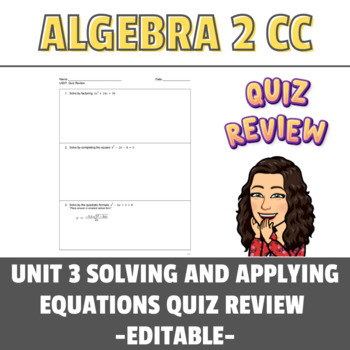 Preview of NYS Regents: Solving and Applying Equations Unit 3 Quiz Review - EDITABLE