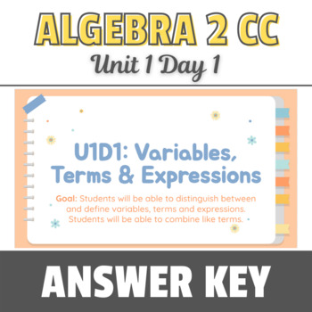 Preview of NYS Regents: Variables, Terms & Expressions - ANSWER KEY