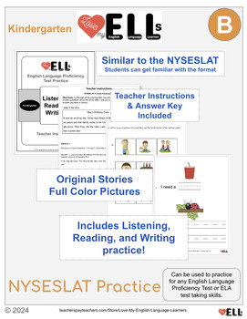 Preview of NYSESLAT Kindergarten Practice - Set B - English Language Proficiency Test Prep