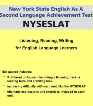Preview of NYSESLAT Listening, Reading, Writing Packet (Editable Nearpod Link)