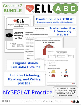 Preview of NYSESLAT Practice Grade 1-2 BUNDLE (Sets A, B & C) -English Proficiency Practice