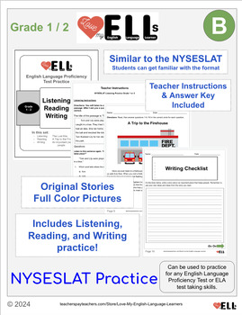 Preview of NYSESLAT Practice Grades 1-2 Set B - English Language Proficiency Practice