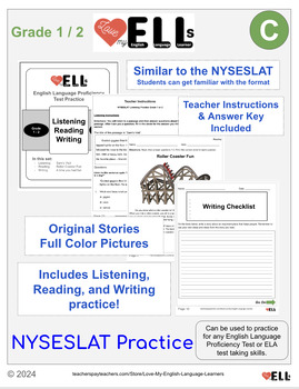 Preview of NYSESLAT Practice Grades 1-2 Set C - English Language Proficiency Practice