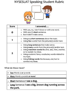Preview of NYSESLAT Student-Friendly Speaking and Writing Rubric/Checklist