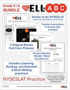 Preview of NYSESLAT Test Prep Grade 5-6 BUNDLE (Sets A, B & C)-English Proficiency Practice
