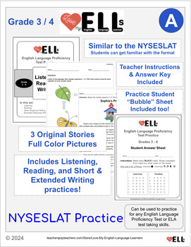Preview of NYSESLAT Test Prep Grades 3-4 Set A - English Language Proficiency Practice