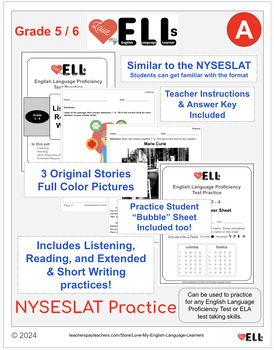 Preview of NYSESLAT Test Prep Grades 5-6 Set A - English Language Proficiency Practice