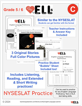 Preview of NYSESLAT Test Prep Grades 5-6 Set C - English Language Proficiency Practice